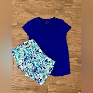 GUC Lilly Pulitzer Etta V-neck Sz M in Ocean Blue